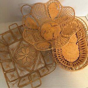 Lot of 6 Handmade Woven Wicker Baskets NEW